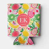 Tropisch fruit Monogram Waterverf Zomerpatroon Blikjeskoeler (Voorkant)
