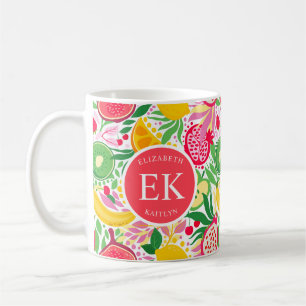 Tropisch fruit Monogram Waterverf Zomerpatroon Koffiemok