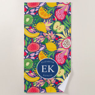 Tropisch fruit Monogram Waterverf Zomerpatroon Strandlaken