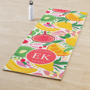 Tropisch fruit Monogram Waterverf Zomerpatroon Yogamat