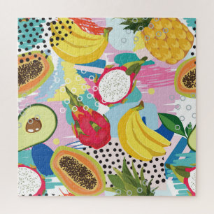 Tropisch fruit, naadloos  patroon. legpuzzel