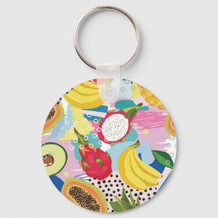 Tropisch fruit, naadloos patroon. sleutelhanger