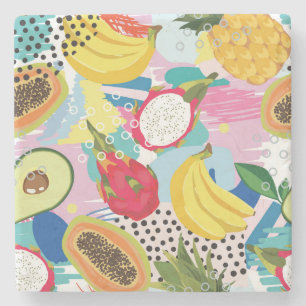 Tropisch fruit, naadloos patroon. stenen onderzetter