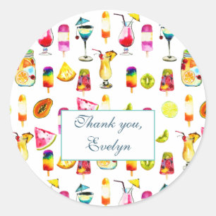 Tropisch Fruit, Sap, Cocktail Pool Party Ronde Sticker
