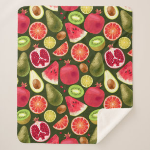 Tropisch Fruit Sherpa Blanket Deken