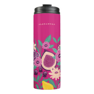Tropisch Fruit & Wildflowers Botanisch Roze Thermosbeker