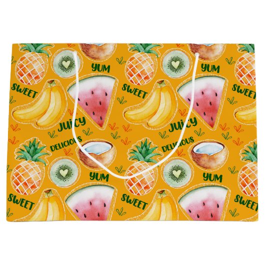 Tropisch fruitcadeautje groot cadeauzakje (Voorkant)