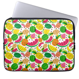 Tropisch fruitpatroon, rood en geel laptop sleeve