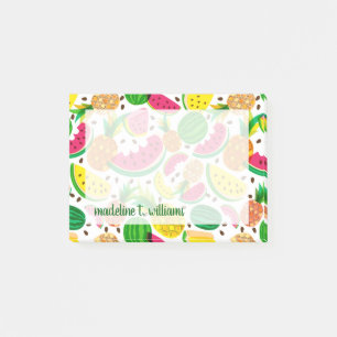 Tropisch fruitpatroon, rood en geel post-it® notes
