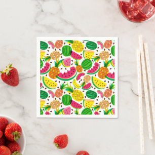 Tropisch fruitpatroon, rood en geel servet