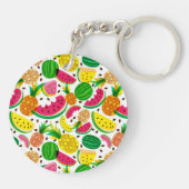 Tropisch fruitpatroon, rood en geel sleutelhanger (Achterkant)