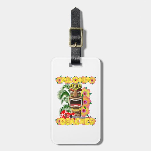 Tropisch Funny Aloha strandt Hawaiian Tiki Bagagelabel (Voorkant verticaal)