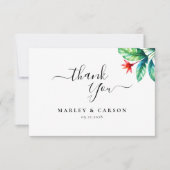 Tropisch gebladerte Greenery Leaf Modern Wedding Bedankkaart (Voorkant)