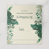 Tropisch gebladerte groen blad Trouwtafel nummer (Buitenkant ongevouwen)