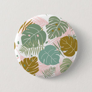 Tropisch gebladerte - Monstera en palmblad patroon Ronde Button 5,7 Cm