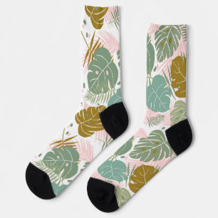 Tropisch gebladerte - Monstera en palmblad patroon Sokken