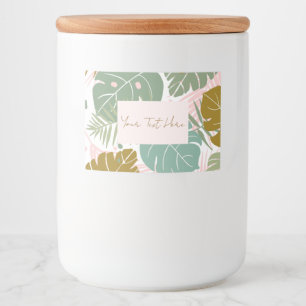 Tropisch gebladerte - Monstera en palmblad patroon Voedselcontainer Etiket