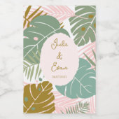 Tropisch gebladerte - Monstera en palmblad patroon Wijn Etiket (Enkel label)