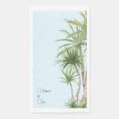 Tropisch gebladerte Script Namen Ice Blue Wedding Servet (Voorkant)