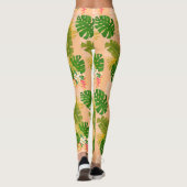 Tropisch gebladerte zomer Sinaasappel Leggings (Achterkant)