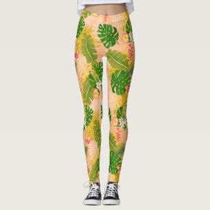 Tropisch gebladerte zomer Sinaasappel Leggings