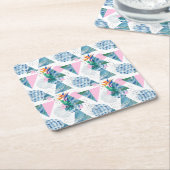 Tropisch geometrisch patroon vierkante kartonnen onderzetter (Schuin)