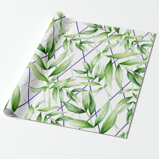 Tropisch Geometrische Greenery Cadeaupapier (Uitgerold)