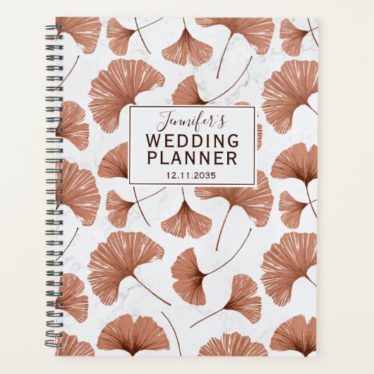 Tropisch Gingko Foliage Terracotta Wedding Planner (Voorkant)