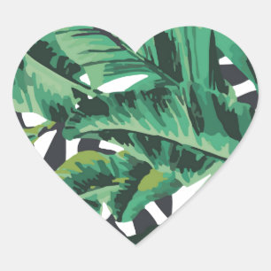 Tropisch glam Banana Leaf Pattern Hart Sticker