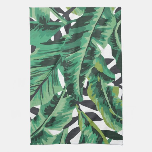 Tropisch glam Banana Leaf Pattern Theedoek (Verticaal)