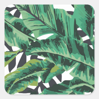 Tropisch glam Banana Leaf Pattern Vierkante Sticker