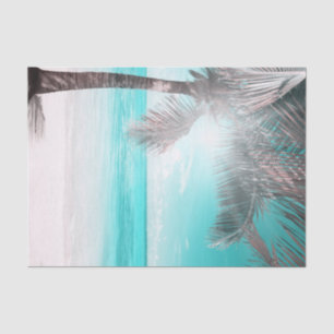 Tropisch Glam Roze Aqua Blauw Strand Palm Sweet 16 Tissuepapier
