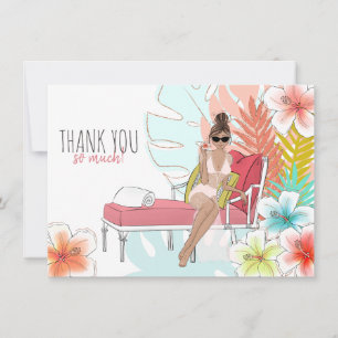 Tropisch Glitter Bachelorette Bruidsfeest Bruine B Bedankkaart