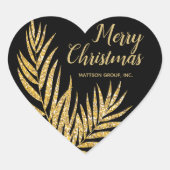 Tropisch Gold Glitter Palm Kerstmis Dank u Hart Sticker (Voorkant)