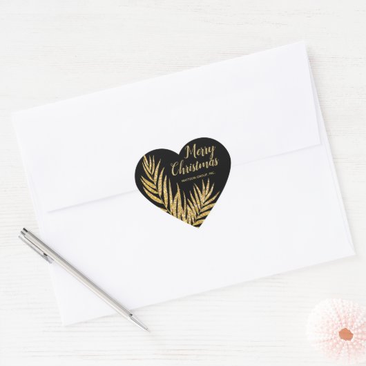 Tropisch Gold Glitter Palm Kerstmis Dank u Hart Sticker (Envelop)