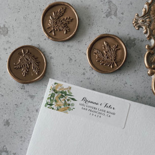 Tropisch Gold Green Foliage Return-adres Etiket