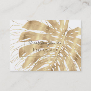 Tropisch Gold Monstera Leaf White Design Visitekaartje