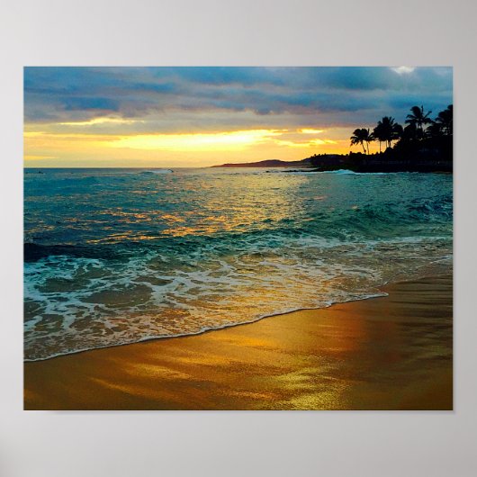 Tropisch Golden Hawaiian Beach Poster (Voorkant)