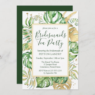 Tropisch goud en groene bridesmaïden Tea Party Kaart