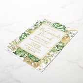 Tropisch goud en groene bruidsmeisjes Brunch Folie Uitnodiging (Gedraaid)