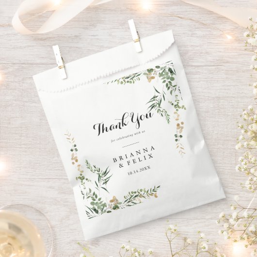 Tropisch Goud Groen Bladgroen Dank u Bruiloft Bedankzakje (Geknipt)