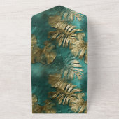 Tropisch goud laat smaragdgroen achter all in one uitnodiging (Buitenkant)