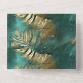 Tropisch goud laat smaragdgroen achter all in one uitnodiging (Achterkant)