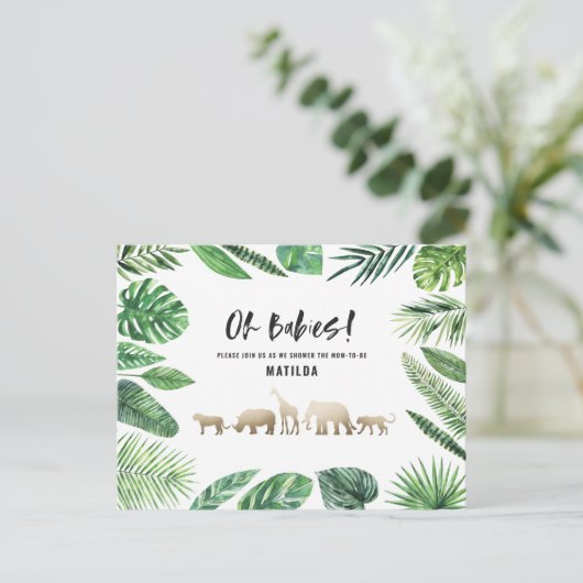 Tropisch goud moderne kleurrijke moeder-to-be briefkaart (Staand voorkant)