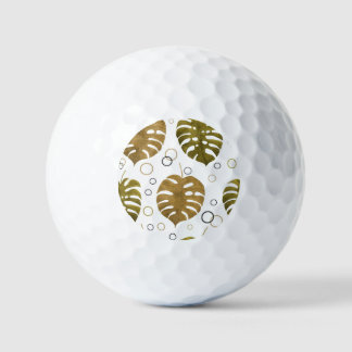 Tropisch goud: Monstera Leaf Waterverf Golfballen