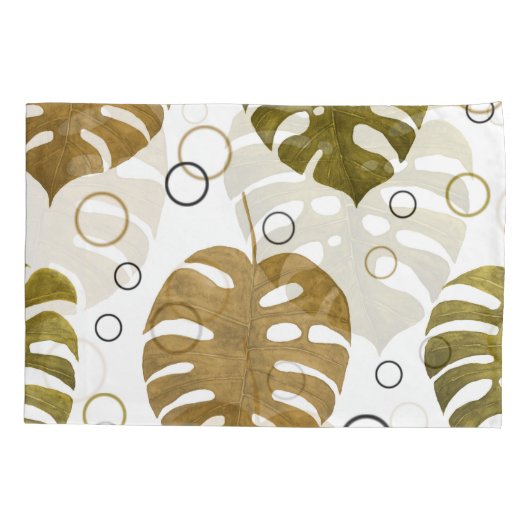 Tropisch goud: Monstera Leaf Waterverf Kussensloop (Achterkant)