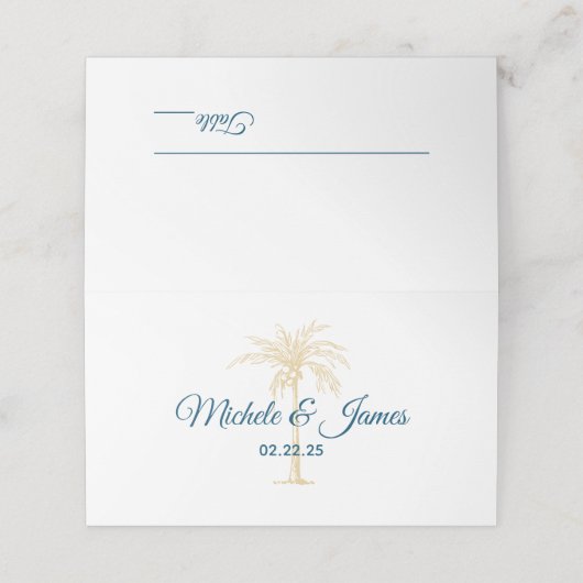 Tropisch Goud Palm Beach Modern Bruiloft (Buitenkant ongevouwen)