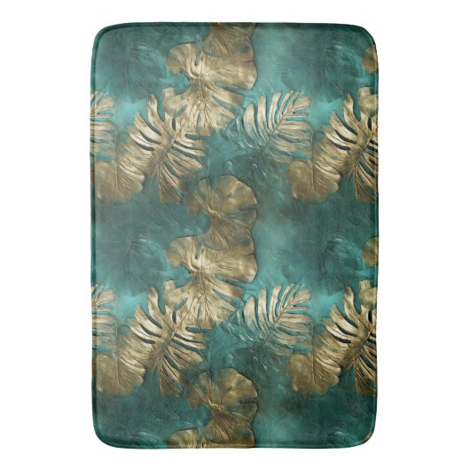 Tropisch goud smaragdgroen blad badmat (Voorkant Verticaal)