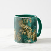 Tropisch goud smaragdgroen blad mok (Voorkant rechts)