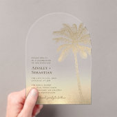 Tropisch Goud Zand Palm Tree Boho Beach Huwelijk Acryl Uitnodigingen (Insitu (Draagbaar))